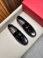 Ferragamo Black calfskin Leather Shoes-Ferragamo Man Business Leather Shoes